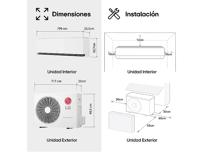 Aire acondicionado Split 1 x 1 - LG MAGNA09SX.SET, 2150 fg/h, Freeze Cleaning, Wi-Fi, Blanco — foto 3