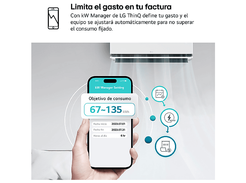 Aire acondicionado Split 1 x 1 - LG MAGNA09SX.SET, 2150 fg/h, Freeze Cleaning, Wi-Fi, Blanco — foto 6