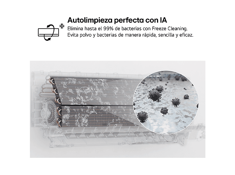 Aire acondicionado Split 1 x 1 - LG MAGNA09SX.SET, 2150 fg/h, Freeze Cleaning, Wi-Fi, Blanco — foto 8