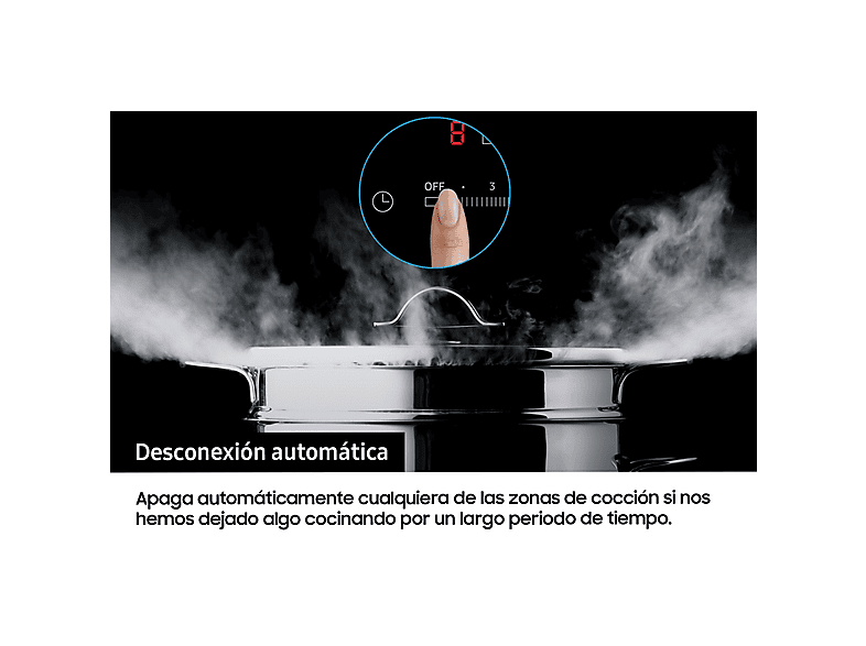 Placa inducción - Samsung NZ63M3NM1BB/UR, 3 zonas, 28cm, Power Boost, 59cm, Negro — foto 6