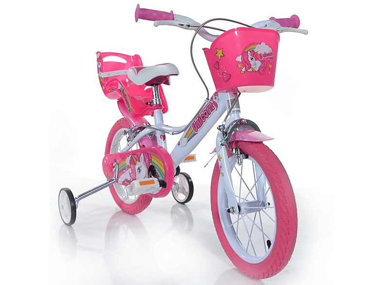 Bicicletas para niños - Dino Bikes 144R-UN, Acero, Rosa, Blanco