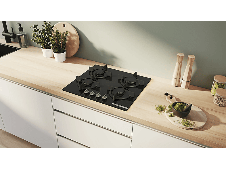 Placa de gas - Bosch PPP6A6I10, 4 zonas, 26 cm Zona grande, Gas natural, 59 cm, Negro — foto 5