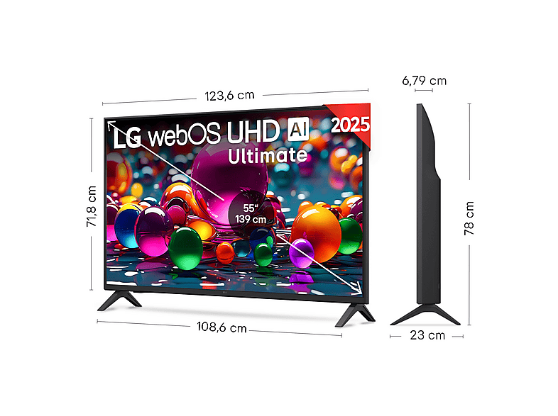 TV LED 55" - LG 55UA75006LA, UHD 4K, Procesador Inteligente α7 AI Processor 4K Gen8, Smart TV, DVB-T2 (H.265), Charcoal Black — foto 7
