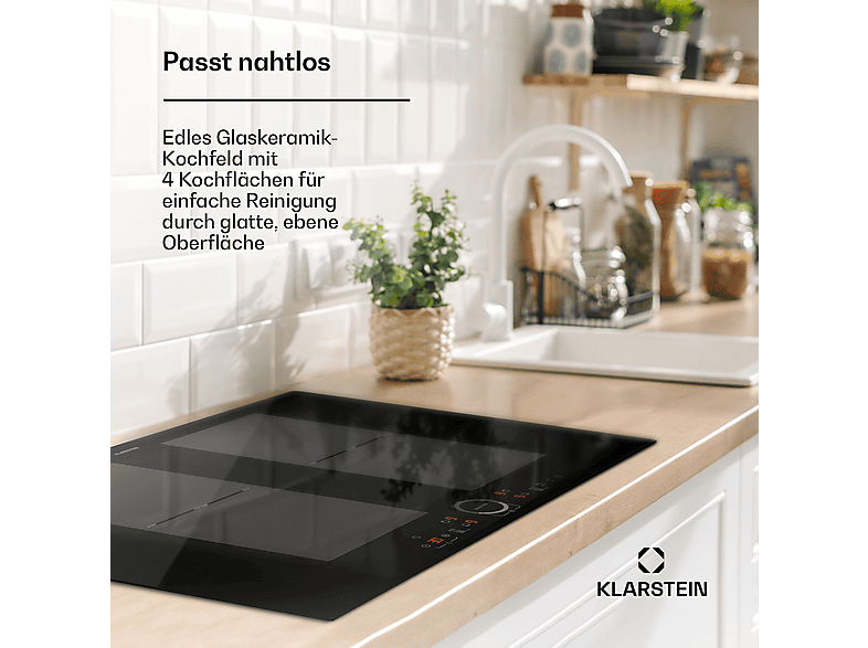 Placa de inducción - Klarstein Delicatessa 77 Flex, 4 zonas, 77 cm, Negro — foto 2