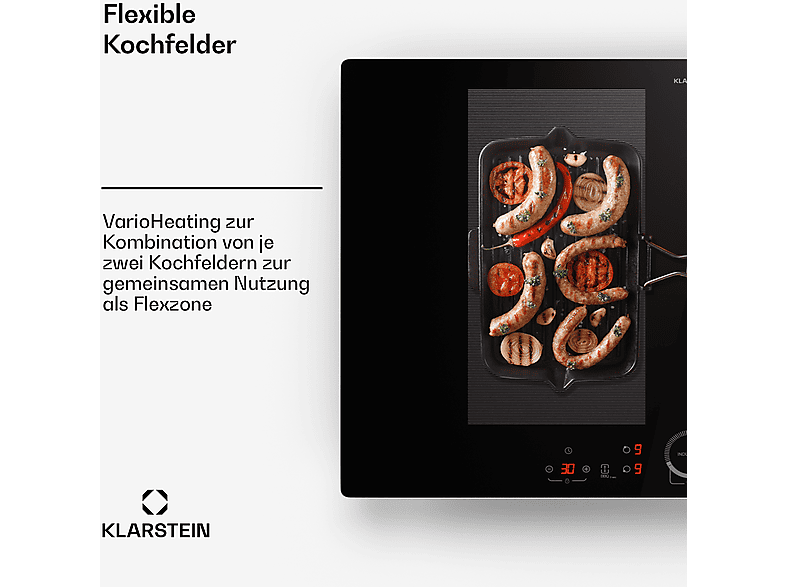 Placa de inducción - Klarstein Delicatessa 77 Flex, 4 zonas, 77 cm, Negro — foto 4