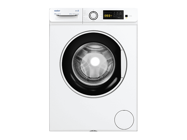 Lavadora carga frontal - Sauber SERIE 3-W6105V, 6 kg, 15 programas, Blanco