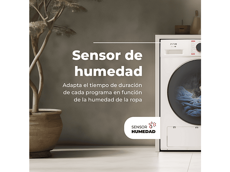 Secadora bomba de calor - Evvo S8 D, 8 kg, 16 programas, Blanco — foto 4