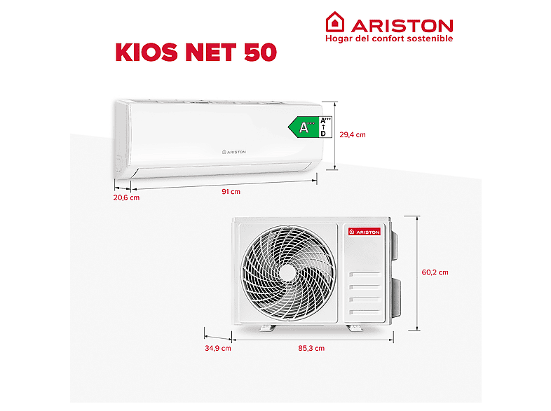 Aire acondicionado Split 1x1 - Ariston KIOS 50, White — foto 3
