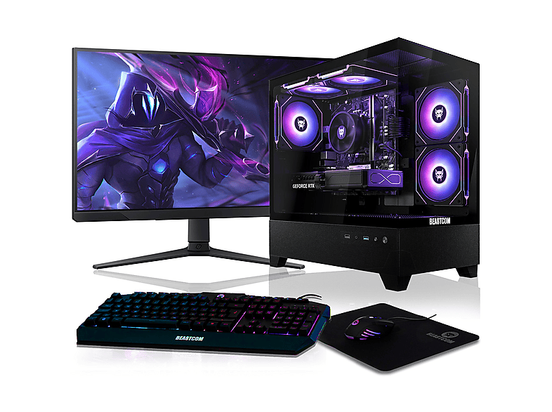 Pack PC Gaming - Beastcom Q5 Pro Gaming, AMD Ryzen™ 7 8700F, 16 GB RAM, 1 TB SSD, GeForce RTX™ 3050, Windows 11 Home, Monitor 27 " Full-HD, Negro — foto 1
