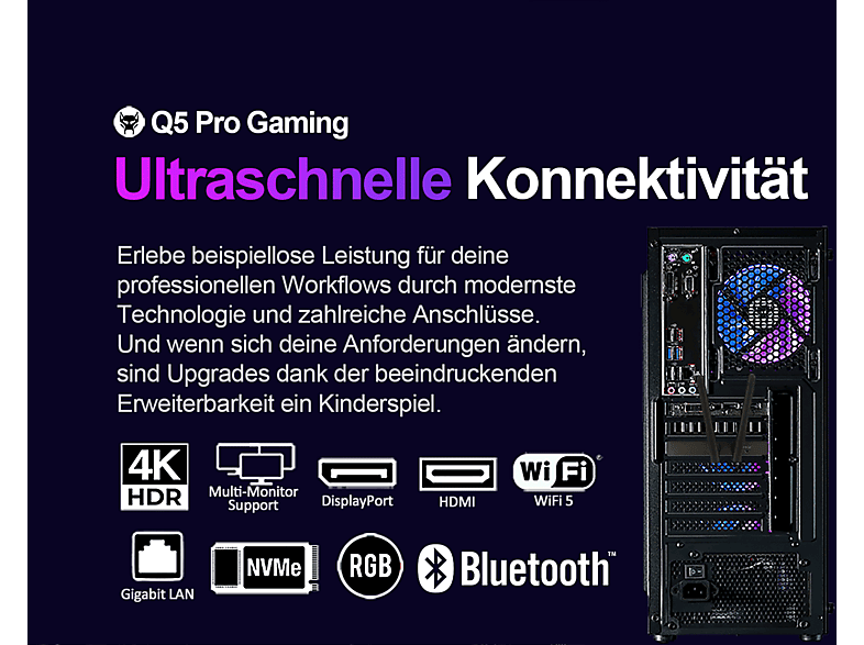 Pack PC Gaming - Beastcom Q5 Pro Gaming, AMD Ryzen™ 7 8700F, 16 GB RAM, 1 TB SSD, GeForce RTX™ 3050, Windows 11 Home, Monitor 27 " Full-HD, Negro — foto 9