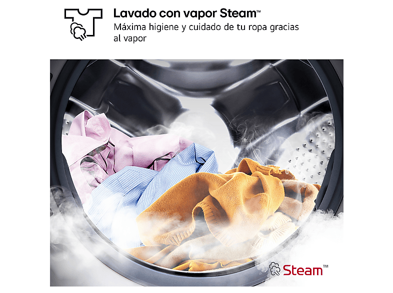 Lavadora carga frontal - LG F4WR5010A6W, 10 kg, 1400 rpm, 11 programas, AI Direct Drive™, Steam™, Blanco — foto 6