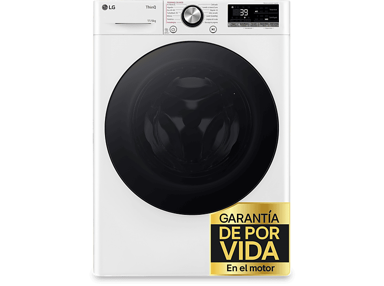 Lavadora secadora - LG F4DR7011AGW, 11 kg/6 kg, 1400 rpm, 14 programas, AI Direct Drive™, TurboWash™360, Blanco