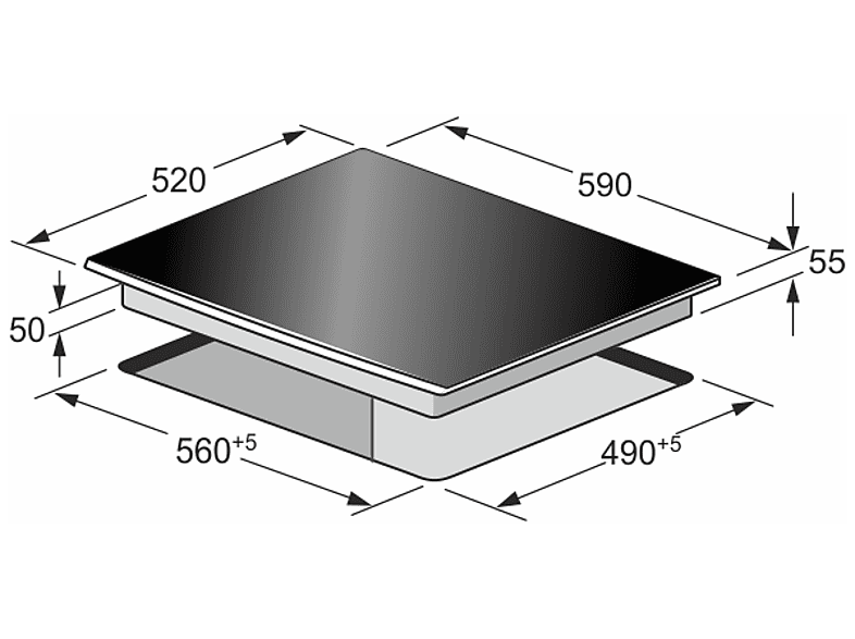 Placa de inducción - Kaiser 95081048, 4 zonas, 590 mm, Negro — foto 3