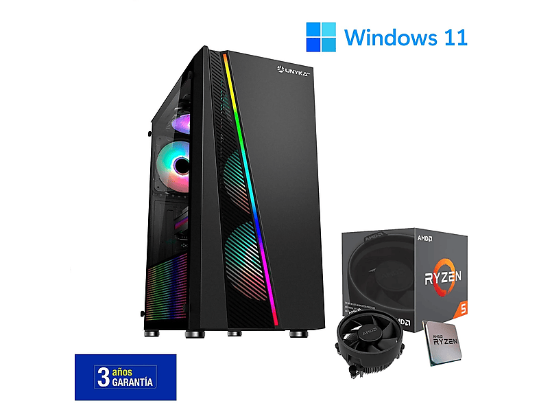 PC Gaming - Joybe Computers Gamin Pro Avanzado AMD RYZEN 5 5600G, 32 GB RAM, 1 TB SSD, Radeon™ RX Vega 7, Windows 11 Pro, Negro — foto 2