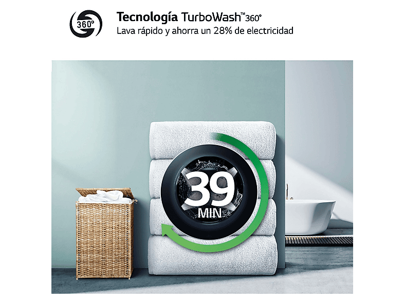 Lavadora carga frontal - LG F4WR7010AGS, Serie 700, 10 kg, 1400 rpm, 14 Programas, Steam™, Clase A-10%, Inox antihuellas — foto 6