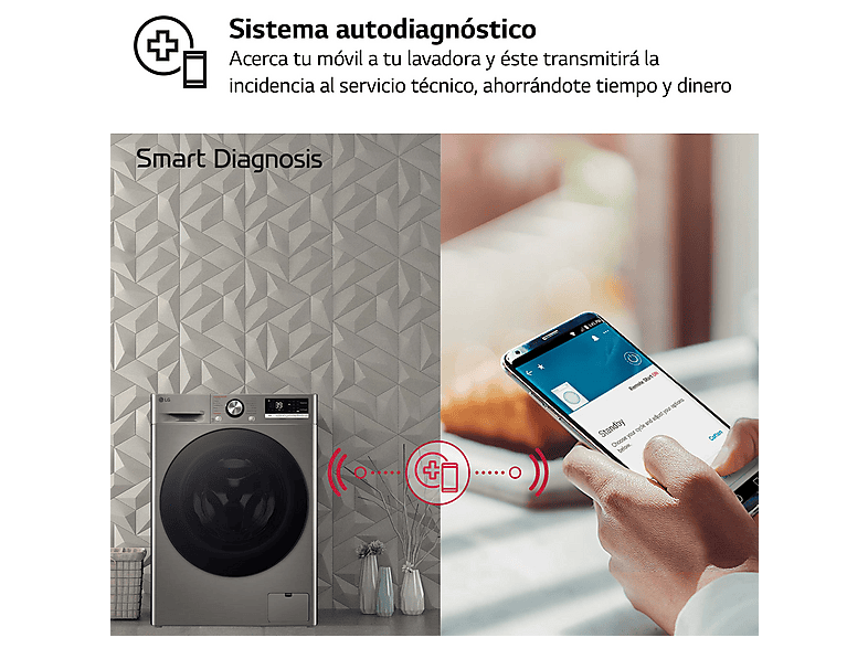 Lavadora carga frontal - LG F4WR7010AGS, Serie 700, 10 kg, 1400 rpm, 14 Programas, Steam™, Clase A-10%, Inox antihuellas — foto 9