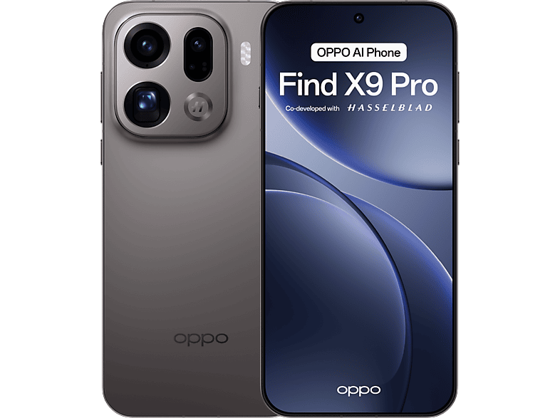 Móvil - Oppo Find X9 Pro, Titanium Charcoal, 512 GB, 16 GB RAM, 6.78" AMOLED ProXDR Gorilla Glass 120 Hz, MediaTek 9500, 7500 mAh