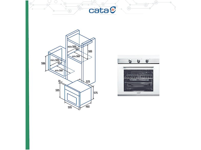 Horno multifunción - Cata CM 760 AS WH, Integrable, 50 l, 59 cm, Blanco — foto 9