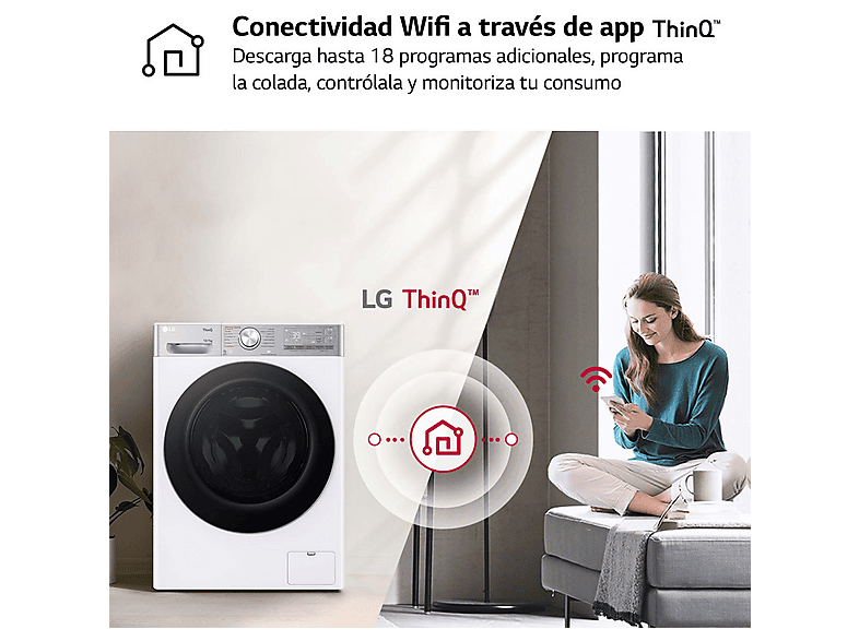 Lavadora secadora - LG F4DR9513A2W, 13 Kg + 7 Kg, 1400 rpm, 14 programas, AI Direct Drive™, TurboWash™360, Autodosificación, Blanco — foto 10