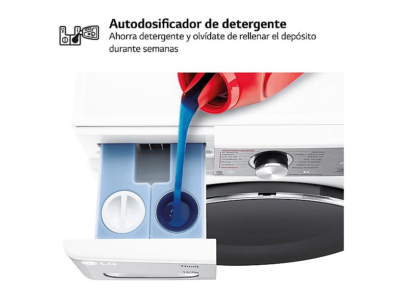 Lavadora secadora - LG F4DR9513A2W, 13 Kg + 7 Kg, 1400 rpm, 14 programas, AI Direct Drive™, TurboWash™360, Autodosificación, Blanco — foto 11