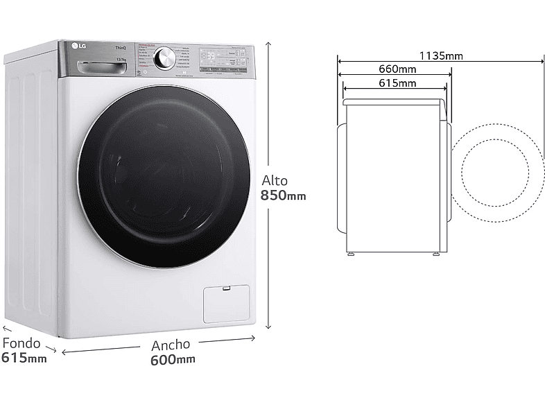 Lavadora secadora - LG F4DR9513A2W, 13 Kg + 7 Kg, 1400 rpm, 14 programas, AI Direct Drive™, TurboWash™360, Autodosificación, Blanco — foto 13