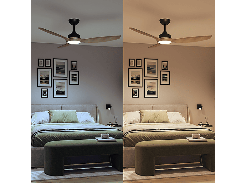 Ventilador de techo - Philips Olas 32 W + 24 W, 28 W, 3 velocidades, Negro/Madera — foto 8