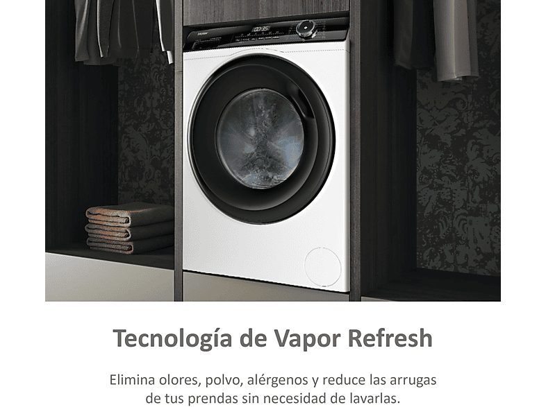 Lavadora carga frontal - Haier I-Pro Series 3 HW90-BP14939-S, 9kg, 1400rpm, Función Vapor, Motor Inverter BPM, Antibacterias, Blanco — foto 12