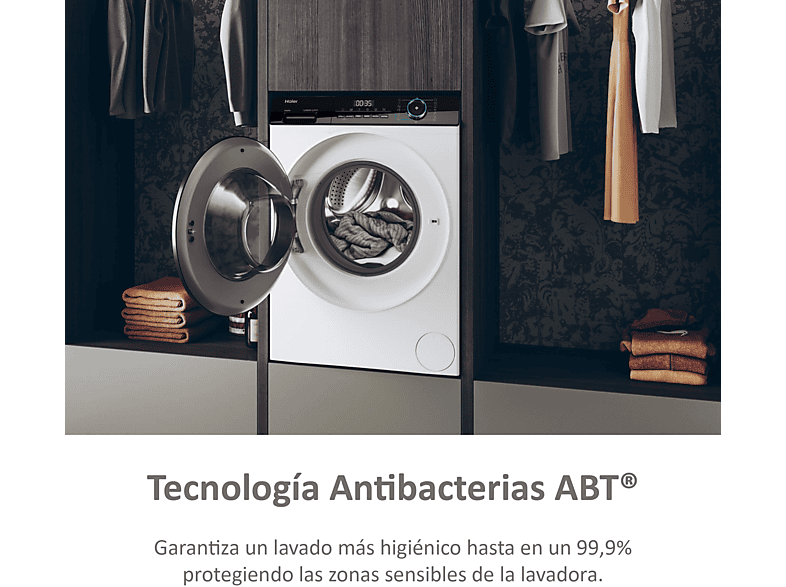 Lavadora carga frontal - Haier I-Pro Series 3 HW90-BP14939-S, 9kg, 1400rpm, Función Vapor, Motor Inverter BPM, Antibacterias, Blanco — foto 13