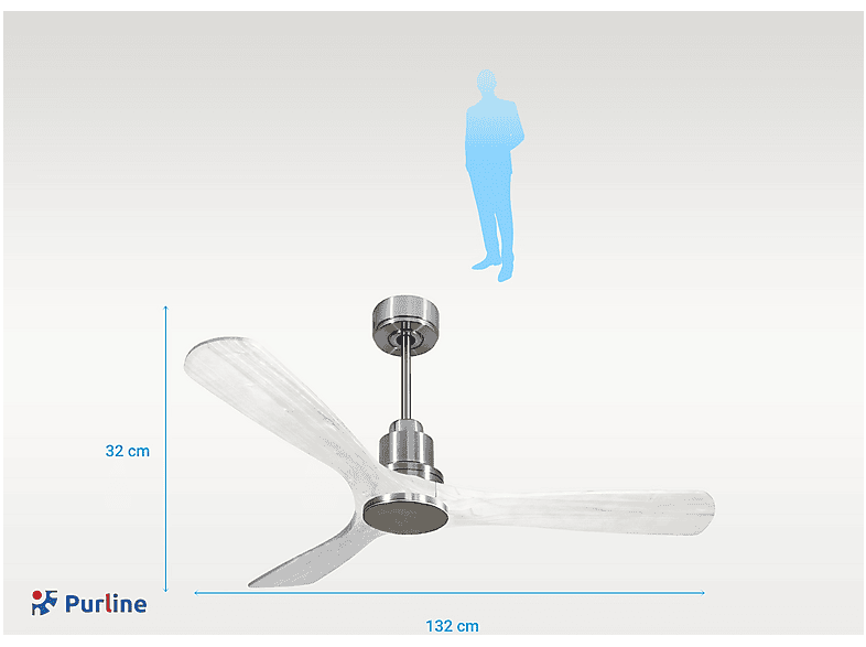 Ventilador de techo - Purline NusaD132C0464498, 6 velocidades, Plata — foto 2