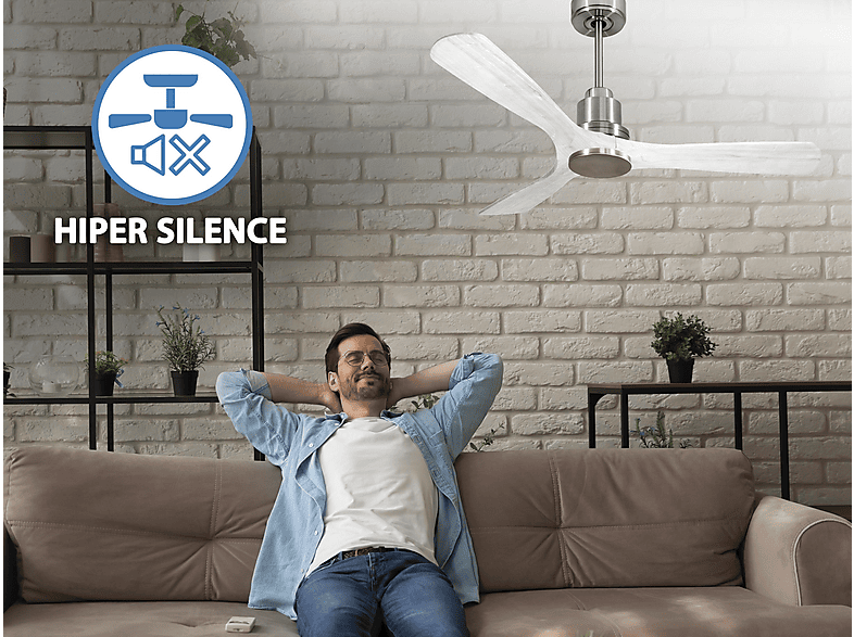 Ventilador de techo - Purline NusaD132C0464498, 6 velocidades, Plata — foto 3