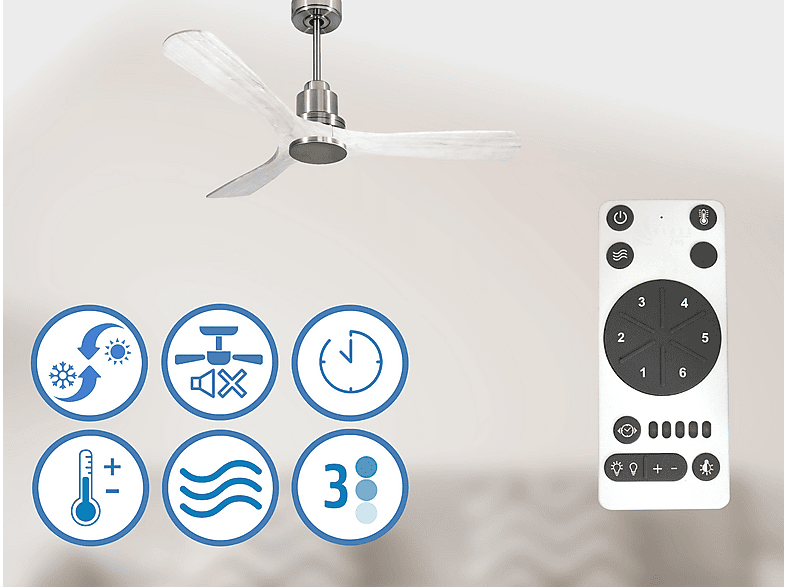 Ventilador de techo - Purline NusaD132C0464498, 6 velocidades, Plata — foto 4