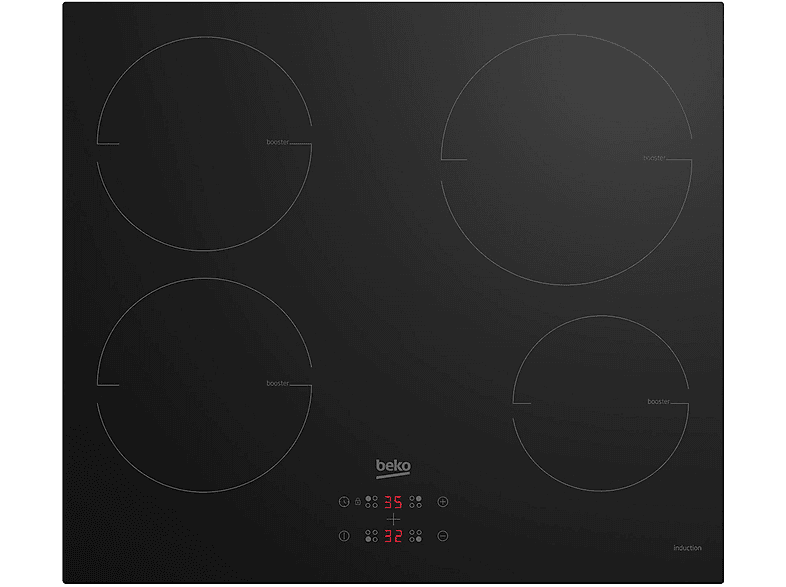 Placa de inducción - Beko 7757189213, 4 zona(s) zonas, 580 mm, Negro