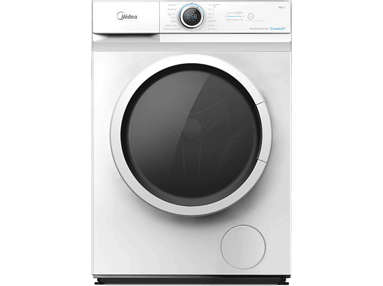 Lavadora carga frontal - Midea MF100W80BA/W-ES, 8 kg, 1400 rpm, 15 Programas, 72dB(A), 47.5 cm Profundidad, Blanco — foto 1