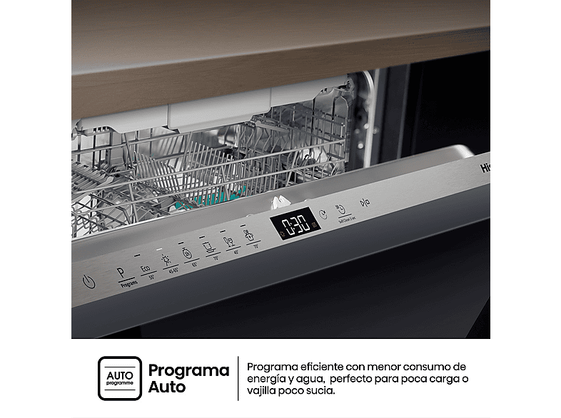 Lavavajillas integrable - Hisense HV16D5, 16 servicios, 6 programas, 59.8 cm, Cestas flexibles, Tres programas, Sin Panelar — foto 5