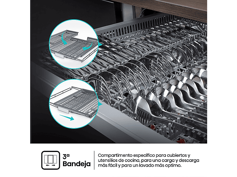 Lavavajillas integrable - Hisense HV16D5, 16 servicios, 6 programas, 59.8 cm, Cestas flexibles, Tres programas, Sin Panelar — foto 6