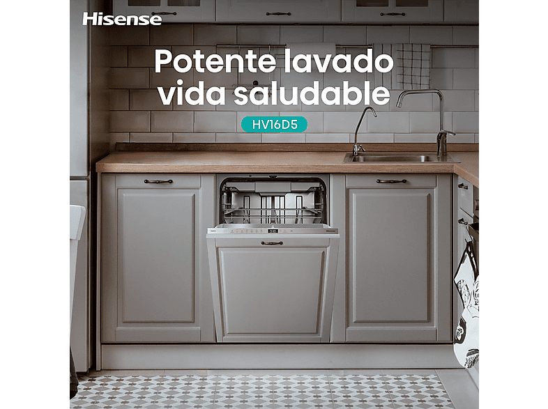Lavavajillas integrable - Hisense HV16D5, 16 servicios, 6 programas, 59.8 cm, Cestas flexibles, Tres programas, Sin Panelar — foto 13