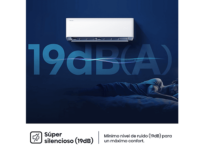Aire acondicionado Split 1 x 1 - Hisense HB25 WHITE GAMA UNI PURE 9K WHITE A+++/A++, 8870 fg/h, Función Inverter, Blanco — foto 3