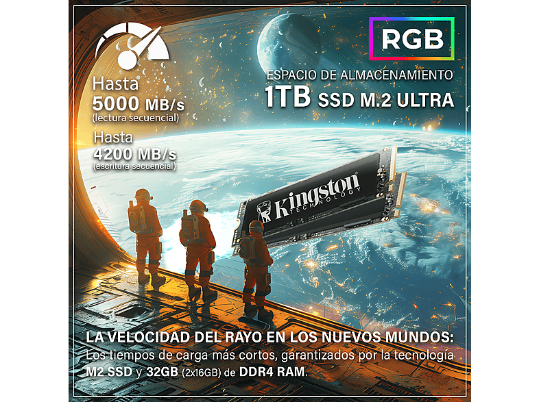 Pack PC gaming - Hyper Byte Gen2 Gaming | completo set PC, AMD Ryzen 7 5700G, 16 GB RAM, 1000 GB SSD, Radeon™ RX Vega 8, Windows 11 Pro, negro — foto 6