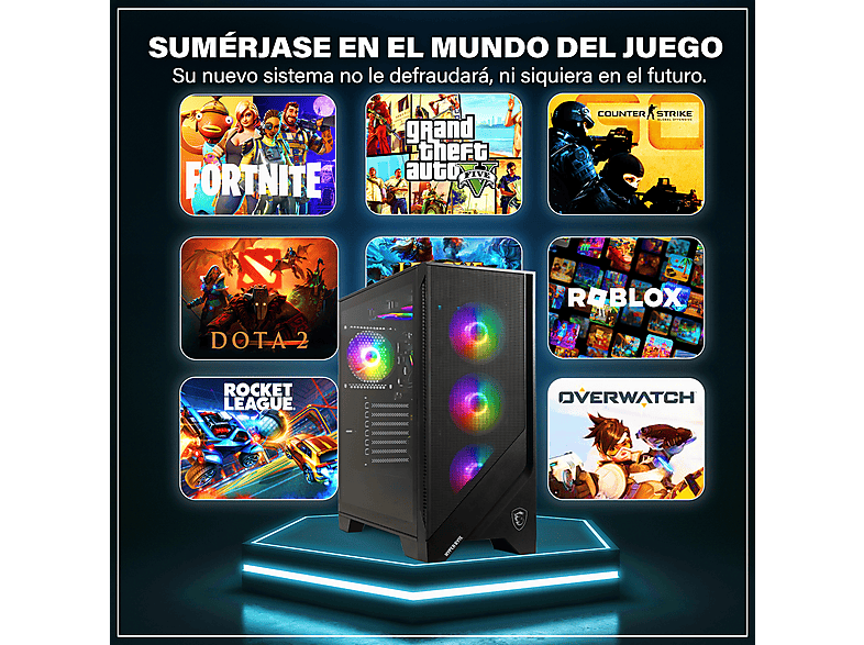 Pack PC gaming - Hyper Byte Gen2 Gaming | completo set PC, AMD Ryzen 7 5700G, 16 GB RAM, 1000 GB SSD, Radeon™ RX Vega 8, Windows 11 Pro, negro — foto 8