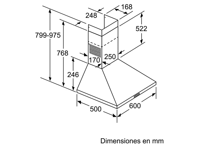 Campana decorativa - Balay 3BC666MB, 3 velocidades, 570 m³/h, 600 mm, Blanco — foto 4