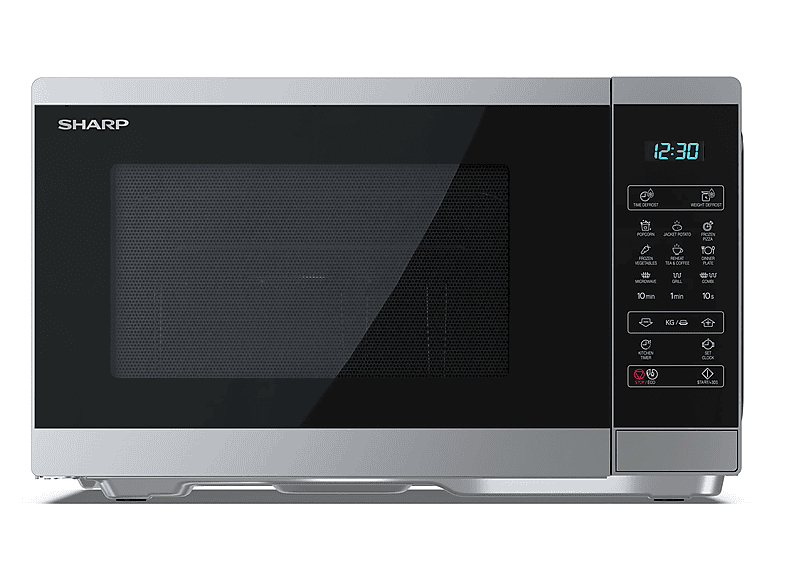 Microondas con grill - Sharp YC-MG252AE-S, 900 W, 11 potencia, 25 l, Plata