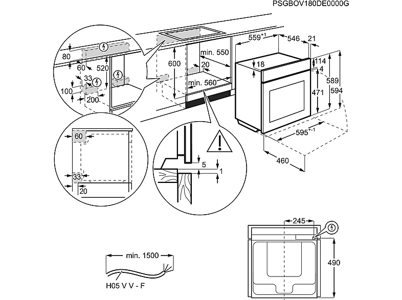 Horno porilítico - AEG BPE53516XM, Integrable, 71 l, 567 mm, Acero Inox — foto 7