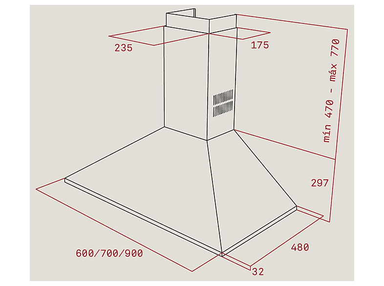 Campana decorativa - Teka 40460529 DBP 90 PRO INOX, 3 velocidades, 613 m³/h, 900 mm — foto 2