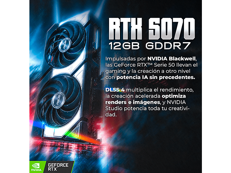 PC Gaming - PC Racing Atlas, AMD Ryzen™  7 5700X, 32 GB RAM, 1 TB SSD, GeForce RTX™ 5070, Windows 11 Pro, Negro — foto 5