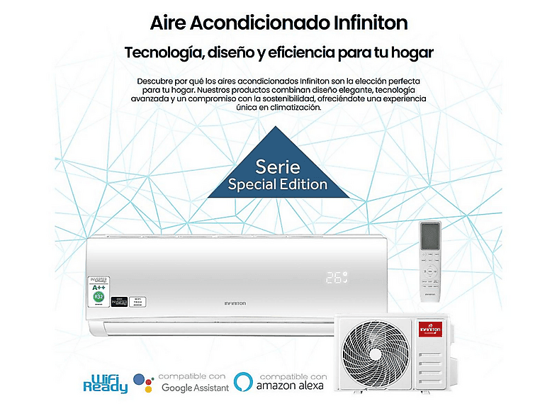 Aire acondicionado Split 1 x 1 - Infiniton SPTSE24A2, 6053 fg/h, Función Inverter, Blanco — foto 4