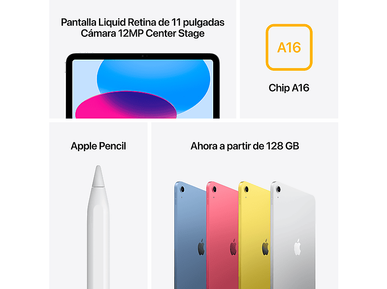 Tablet - Apple iPad (11ªgen), 128GB, Amarillo, WiFi, Retina, Chip A16 Bionic, iPadOS 18, Cable de carga USB‑C, Sin Adaptador de corriente — foto 7