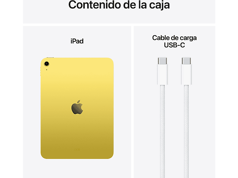 Tablet - Apple iPad (11ªgen), 128GB, Amarillo, WiFi, Retina, Chip A16 Bionic, iPadOS 18, Cable de carga USB‑C, Sin Adaptador de corriente — foto 8