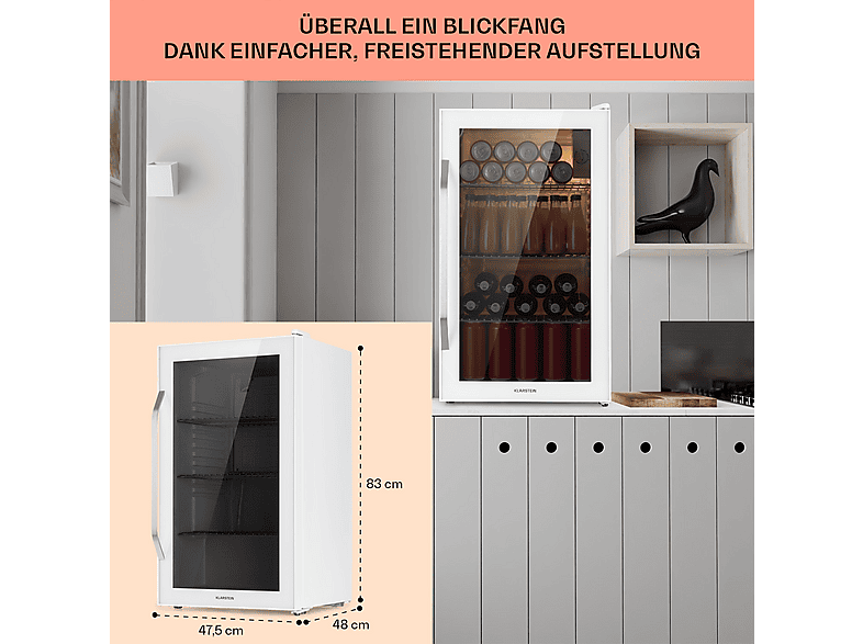 Frigorífico una puerta - Klarstein Beersafe XXL, 80 Litros, Altura 84,50 cm, Inox — foto 6