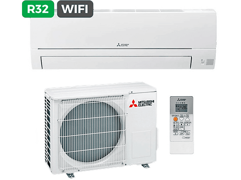 Aire acondicionado Split 1x1 - Mitsubishi Electric MSZ-HR71VFK, 24230 fg/h, Función Inverter, Blanco