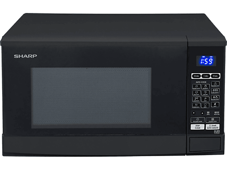 Microondas libre instalación - Sharp R670BK, 800 W, 10 potencia, 20 l, Negro